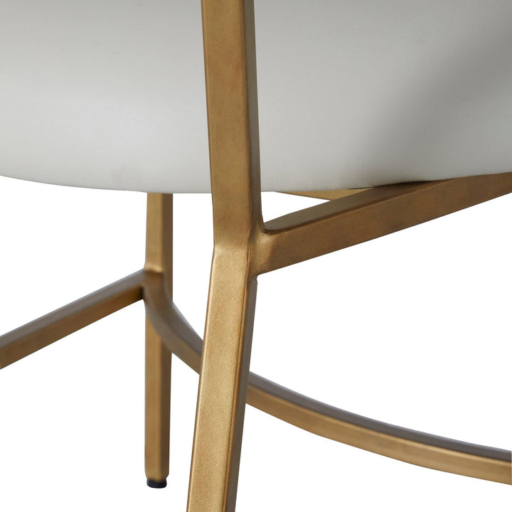Matlock Metal Faux Leather Dining Chair - White Antique Gold