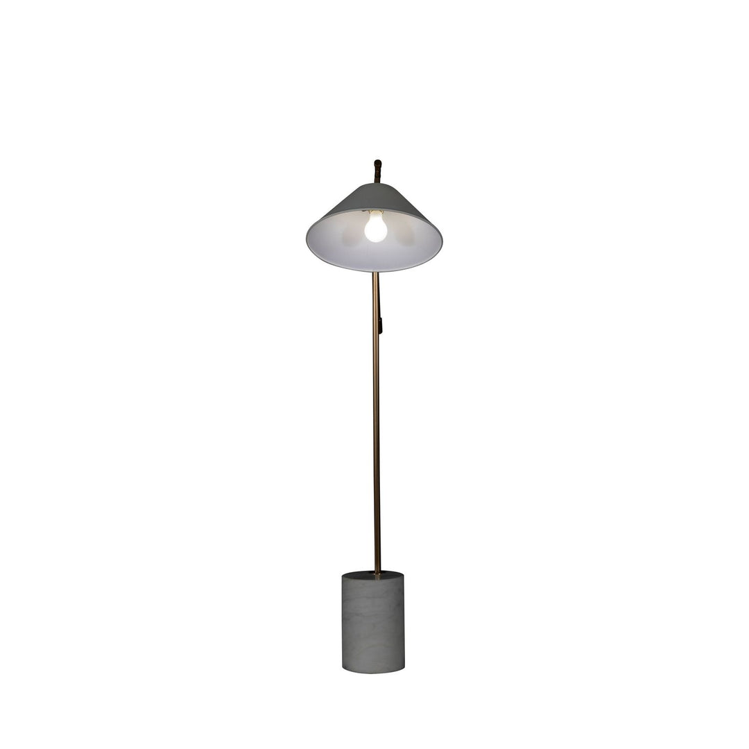 Estelle Brass Marble Base Bell Top Floor Lamp - 55.5 In. H