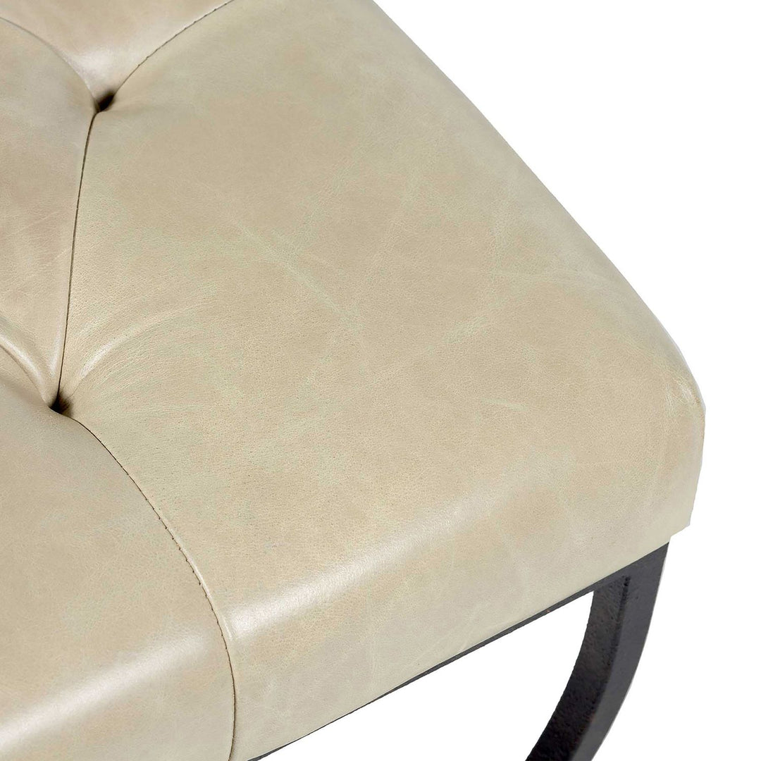 Galvin Leather Iron Ottoman - Light Gray Textured Black Brushed Brass