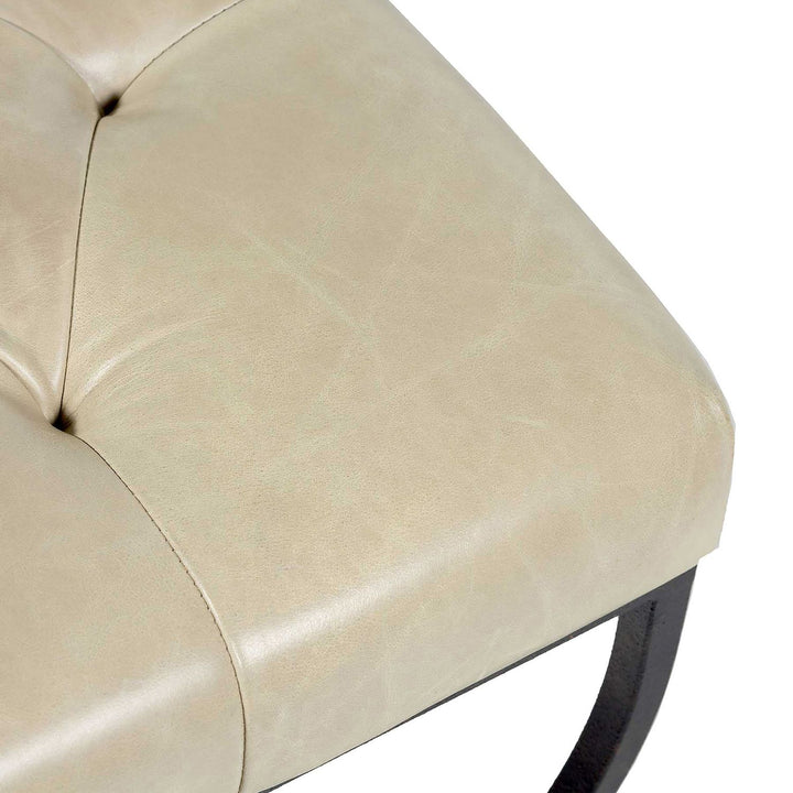 Galvin Leather Iron Ottoman - Light Gray Textured Black Brushed Brass