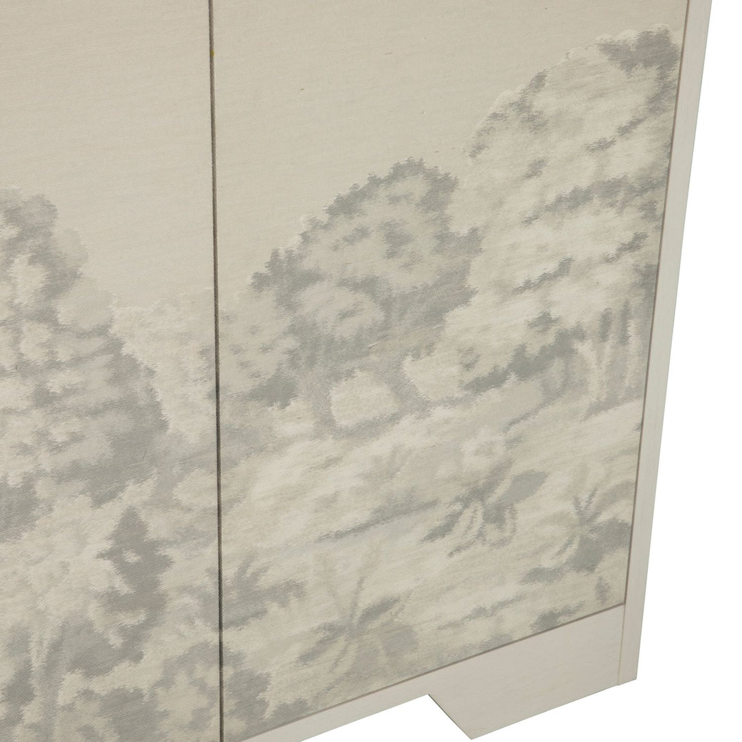 Daliyah Wood Custom Printed Fabric Sideboard - 2 Shelves Doors, Sesame White