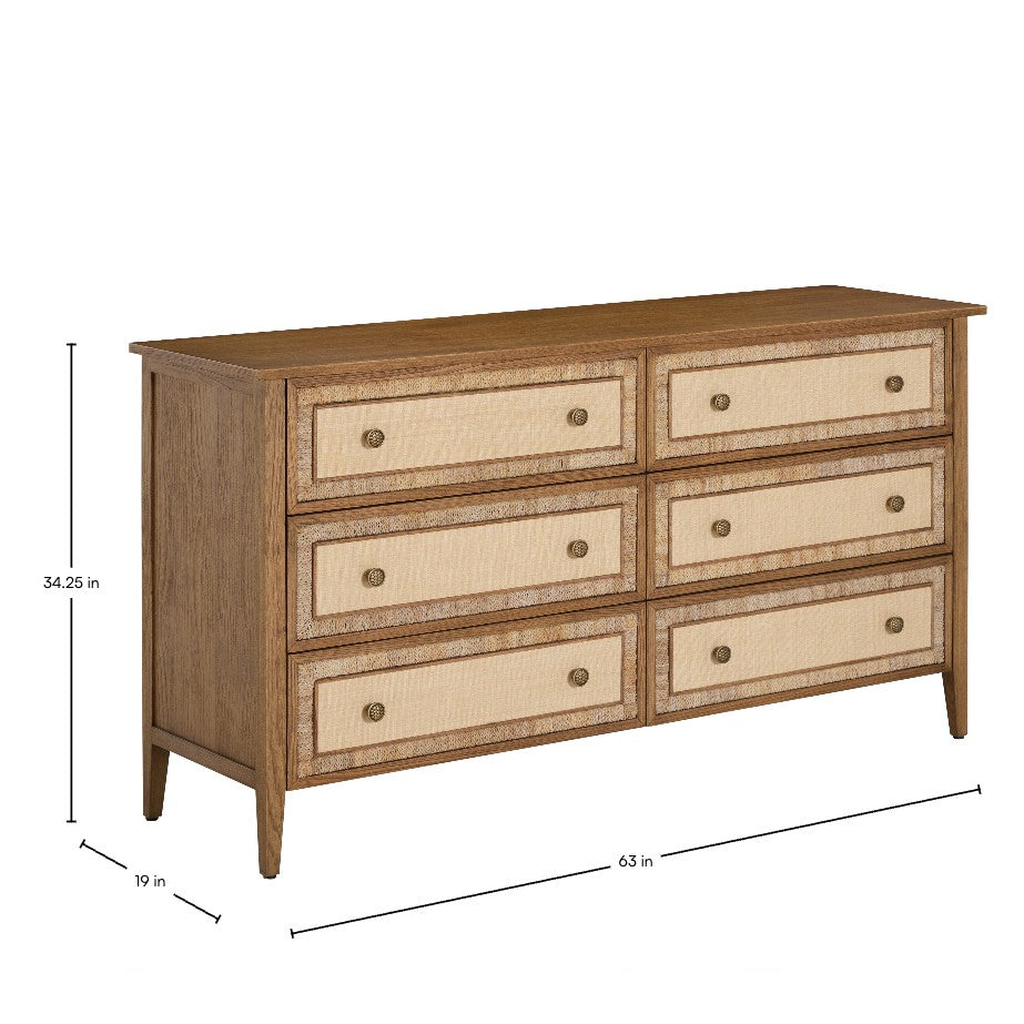 Grand Bermuda Sungkai Wood Dresser - 6 Drawers