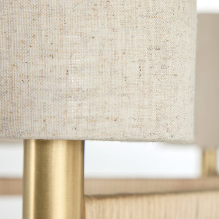 Shorelight Satin Brass Rattan Chandelier - 39.25 In. D X 17.75 In. H