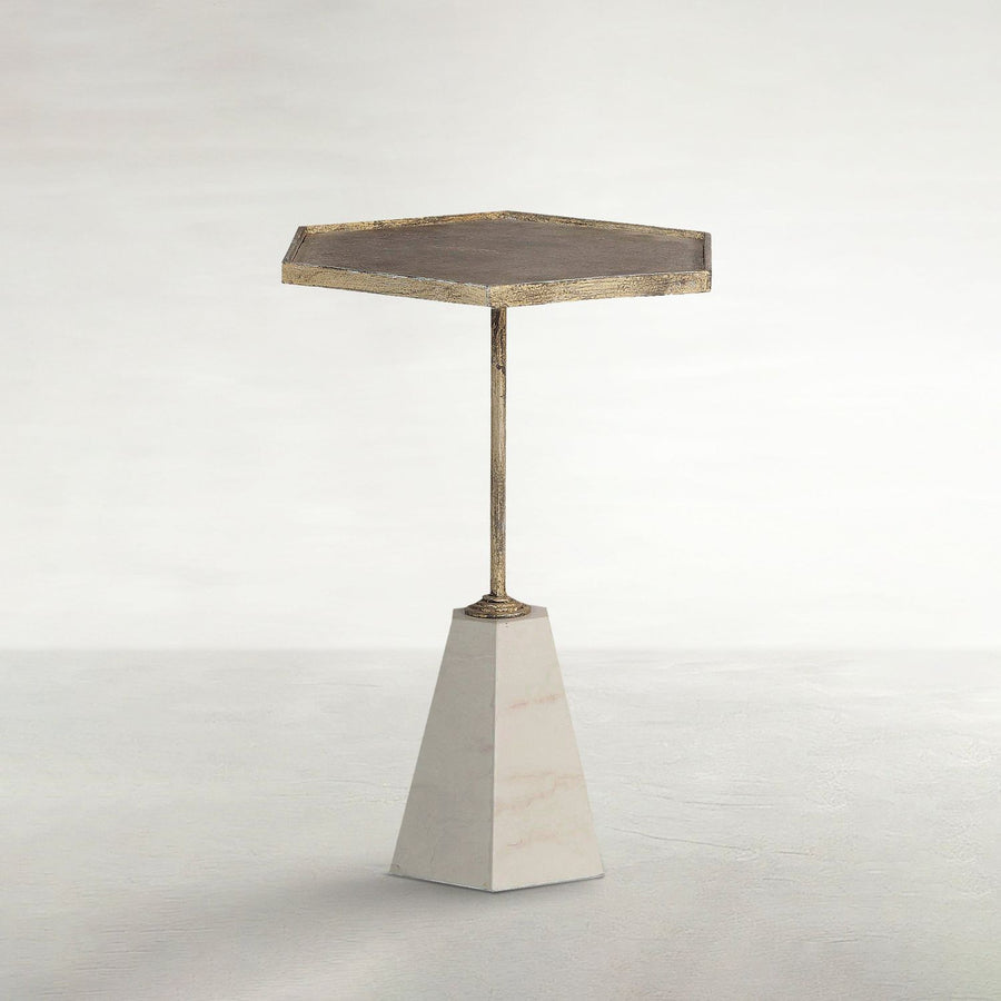 Lucinda Metal Hexagon Pedestal Side Table - 14 In. W X 18.5 In. H