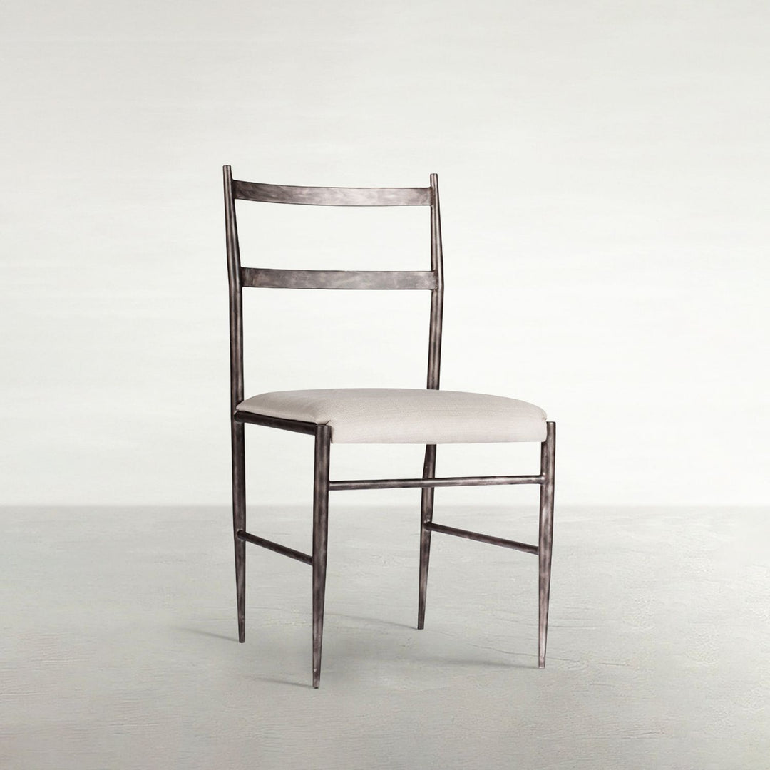Ward Faux Leather Iron Tapered Legs Dining Chair - Brushed Black White
