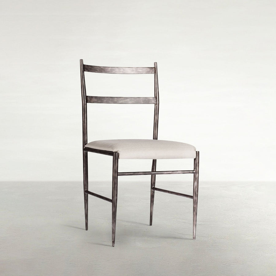 Ward Faux Leather Iron Tapered Legs Dining Chair - Brushed Black White