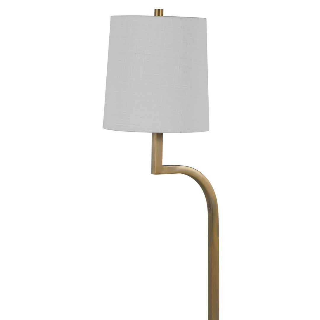 Hawthorne Iron Matte Antique Brass Sleek Curved Floor Lamp - 52.5 In. H