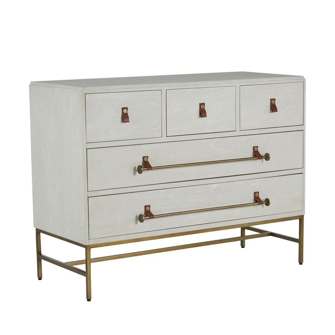 Maya Mindi Dresser - 5 Drawers, Cerused White