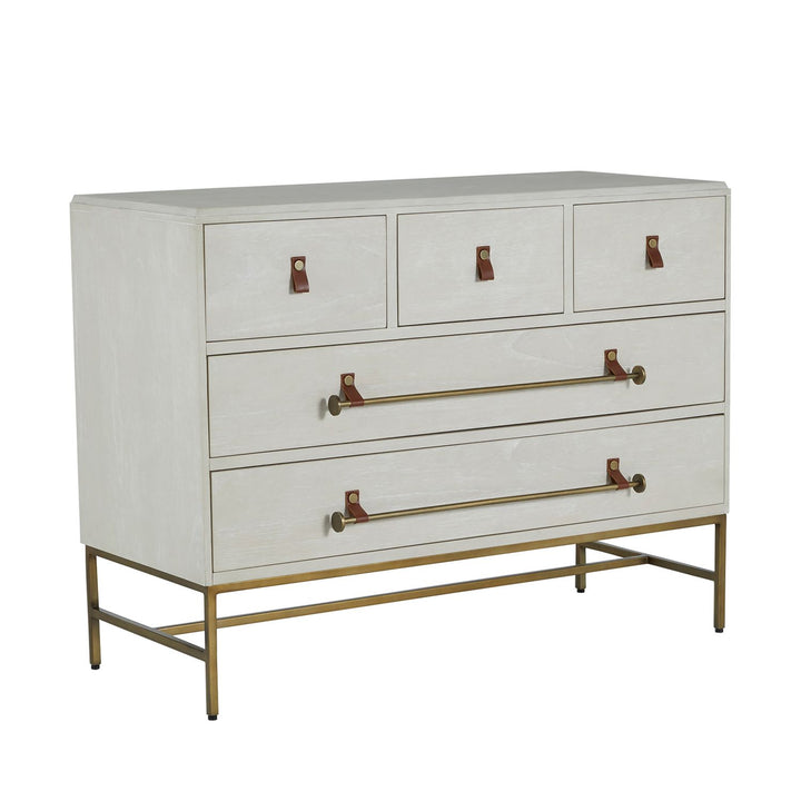 Maya Mindi Dresser - 5 Drawers, Cerused White