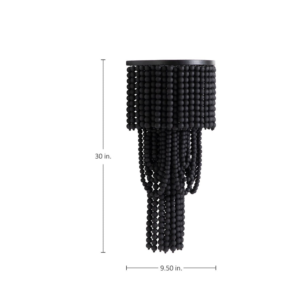 Norton Wood Charcoal Matte Black Beads Wall Sconce - 9.5 In. D X 30 In. H