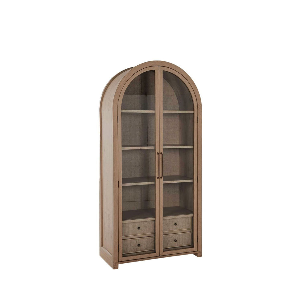 Elsa Wood Rattan Storage Cabinet - 3 Shelves, Blonde Natural