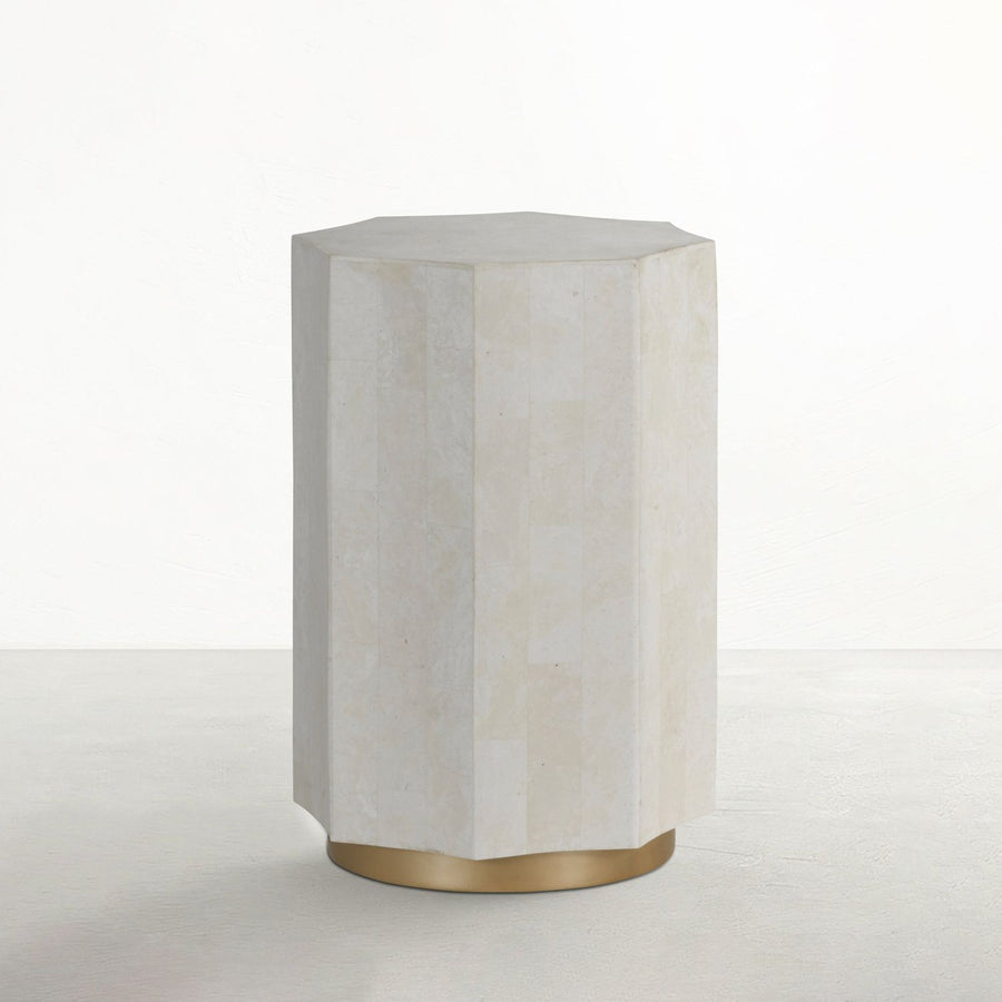 Bellany Stonecast Resin Unique Pedestal Side Table - 15.5 In. W X 25.25 In. H
