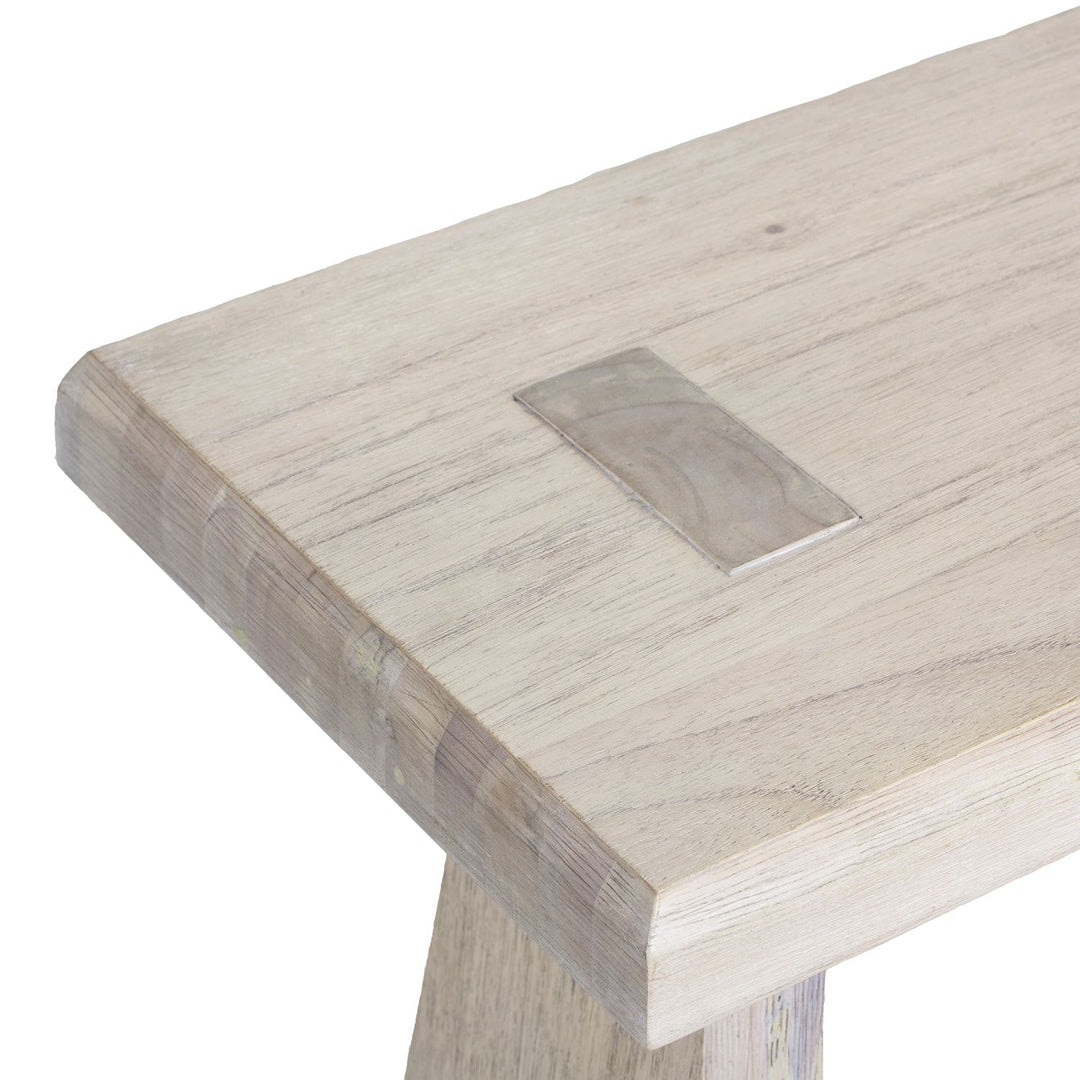 Havana Mindi Wood Rectangle Trestle Console Table - Antique White, 52 In. W X 32.25 In. H