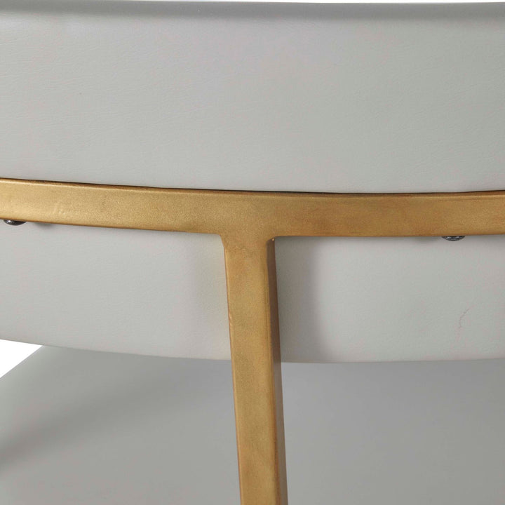 Matlock Metal Faux Leather Dining Chair - White Antique Gold