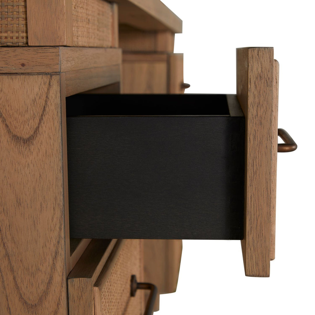 Elsa Mindi Wood Desk - 6 Soft-Close Drawers, Blonde Natural