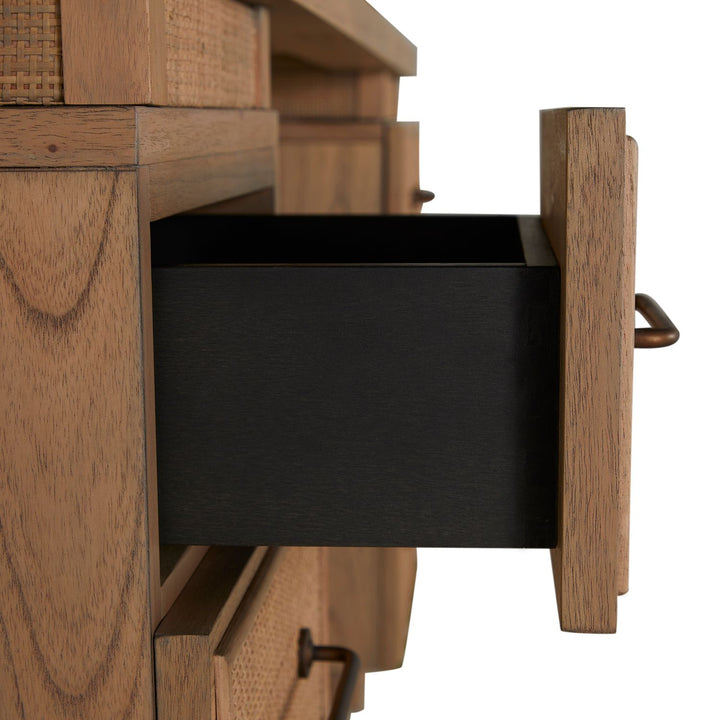 Elsa Mindi Wood Desk - 6 Soft-Close Drawers, Blonde Natural