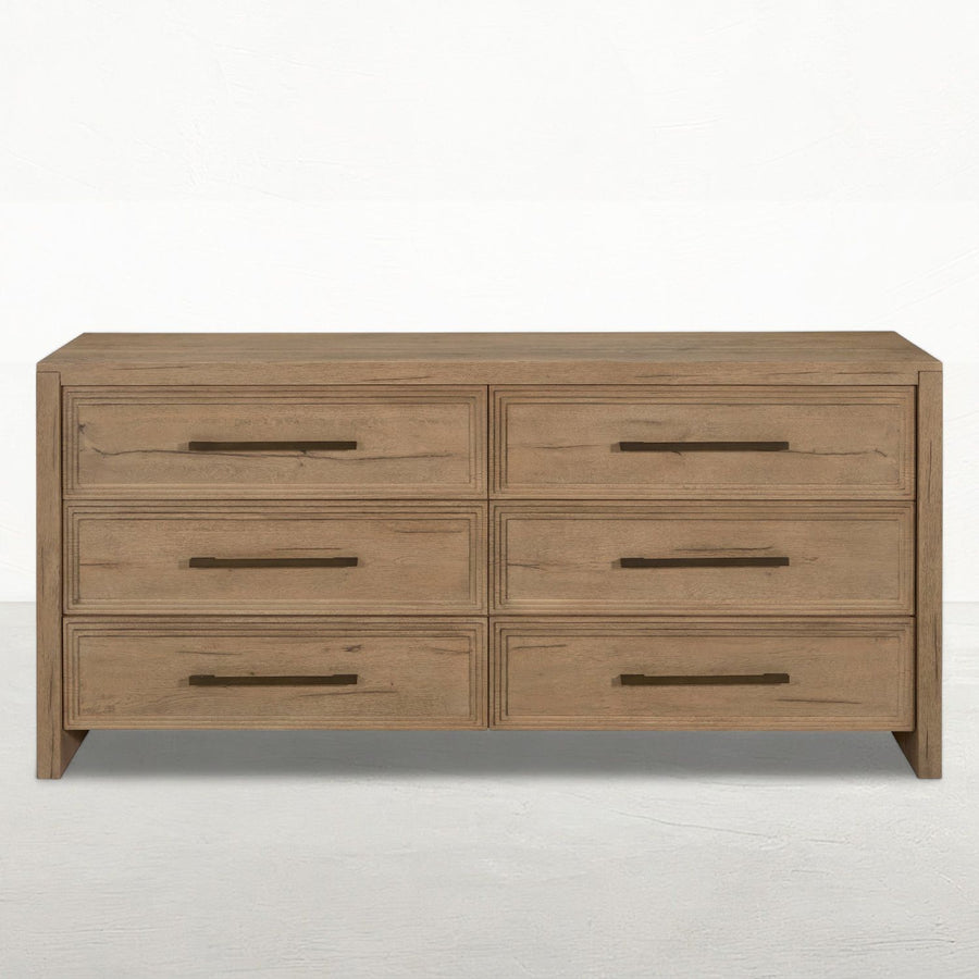 Wren Oak Wood Dresser - 6 Drawers, Dawn