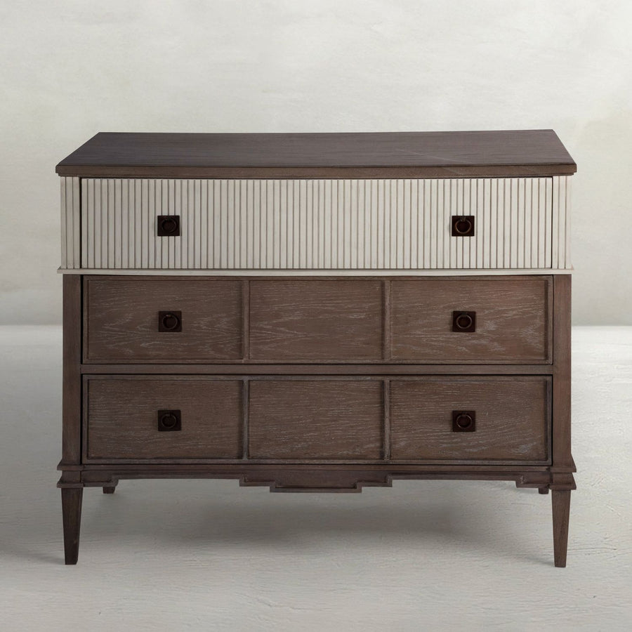 Winslet Oak Sungkai Wood Chest - 3 Drawers, Cerused Natural Gray