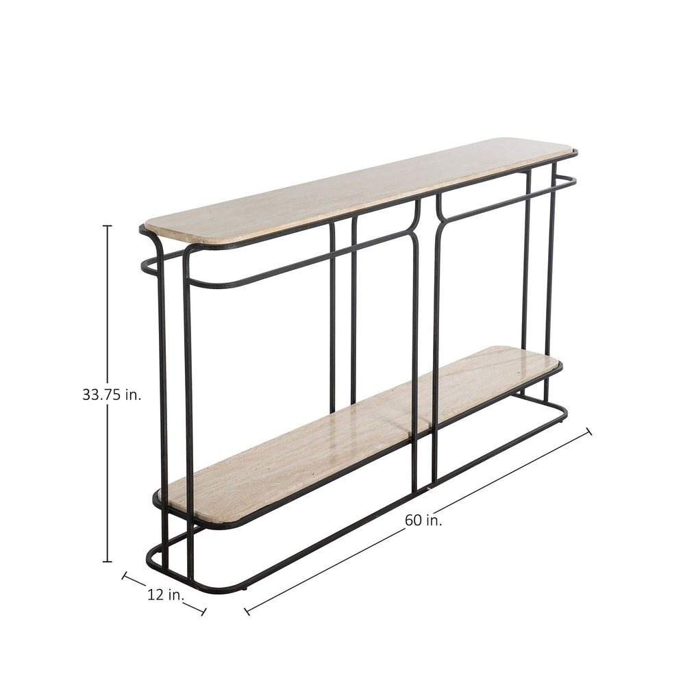 Louise Metal Rectangle Frame Console Table - Black, 60 In. W X 33.75 In. H