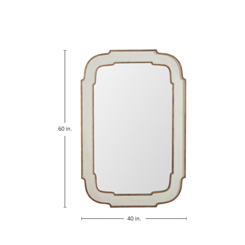 Joanie Curved Accent Mirror - Antique White, 60 In. H X 40 In. W X 1.25 In. D