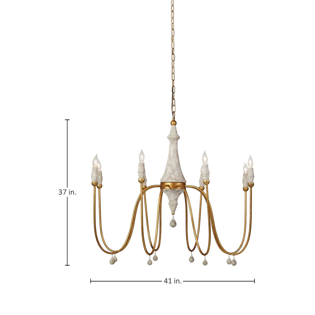 Clay Metal Vintage Gold Chandelier - 41 In. D X 37 In. H