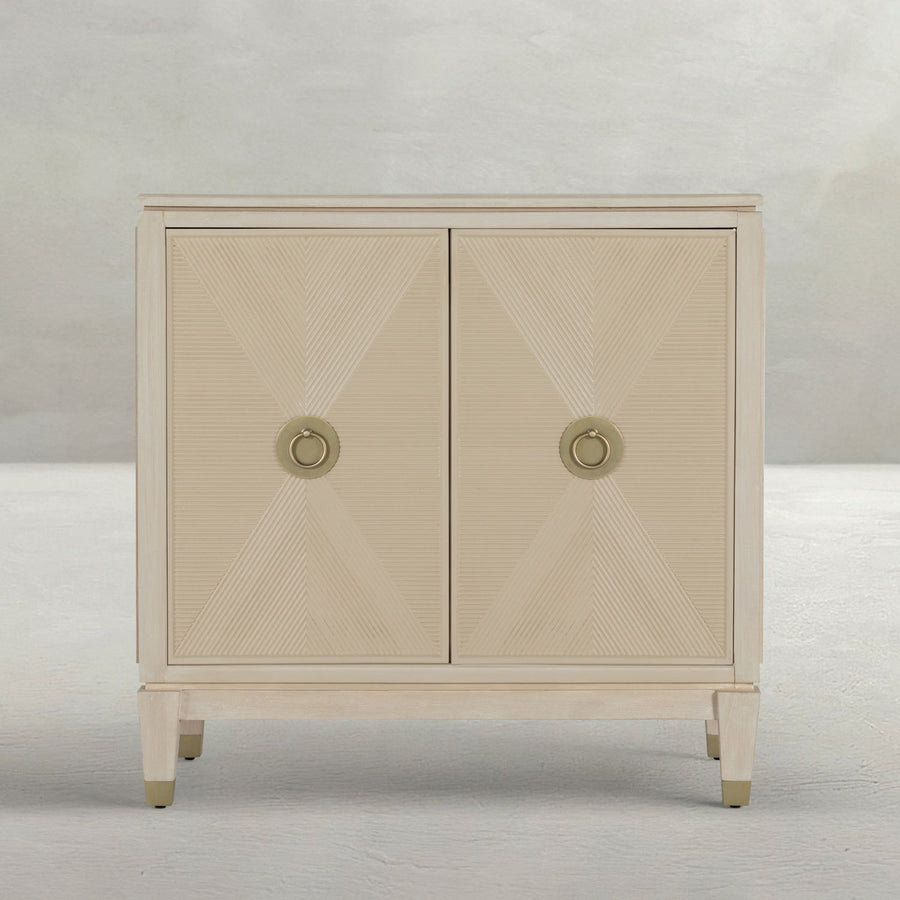 Strella Oak Wood Accent Cabinet - 2 Shelves, Cerused White