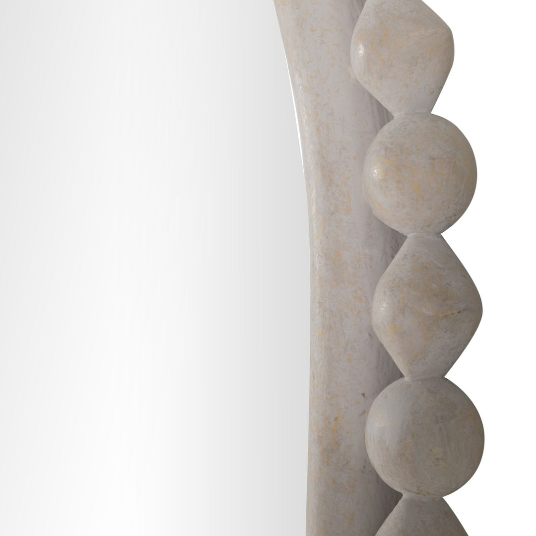 Belle Arch Vanity Mirror - Distressed White, 28 In. W X 1.75 In. D