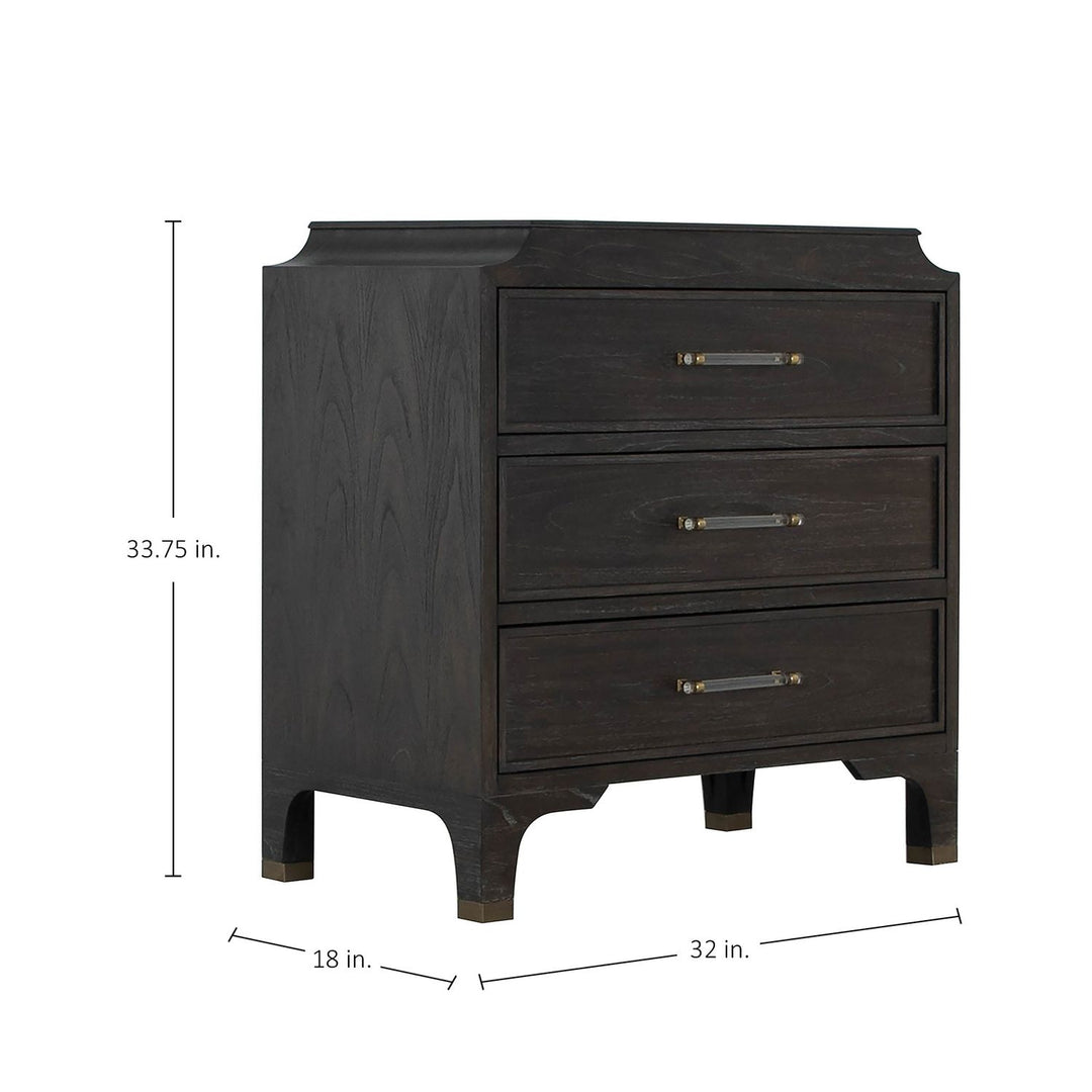 Alexandra Mindi Wood Storage Chest - 3 Drawers, Cerused Forest Black