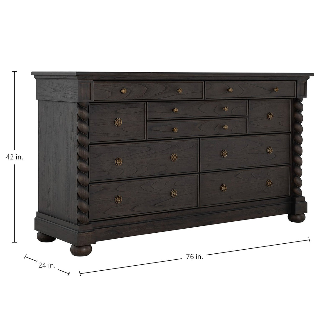 Burkhardt Mindi Wood Dresser - 10 Drawers, Cerused White