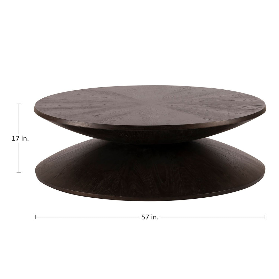 Reid Wood Round Pedestal Coffee Table - 57 In. W X 17 In. H