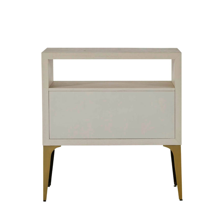 Whitley Mindi Wood Nightstand - 2 Drawers, Cerused White