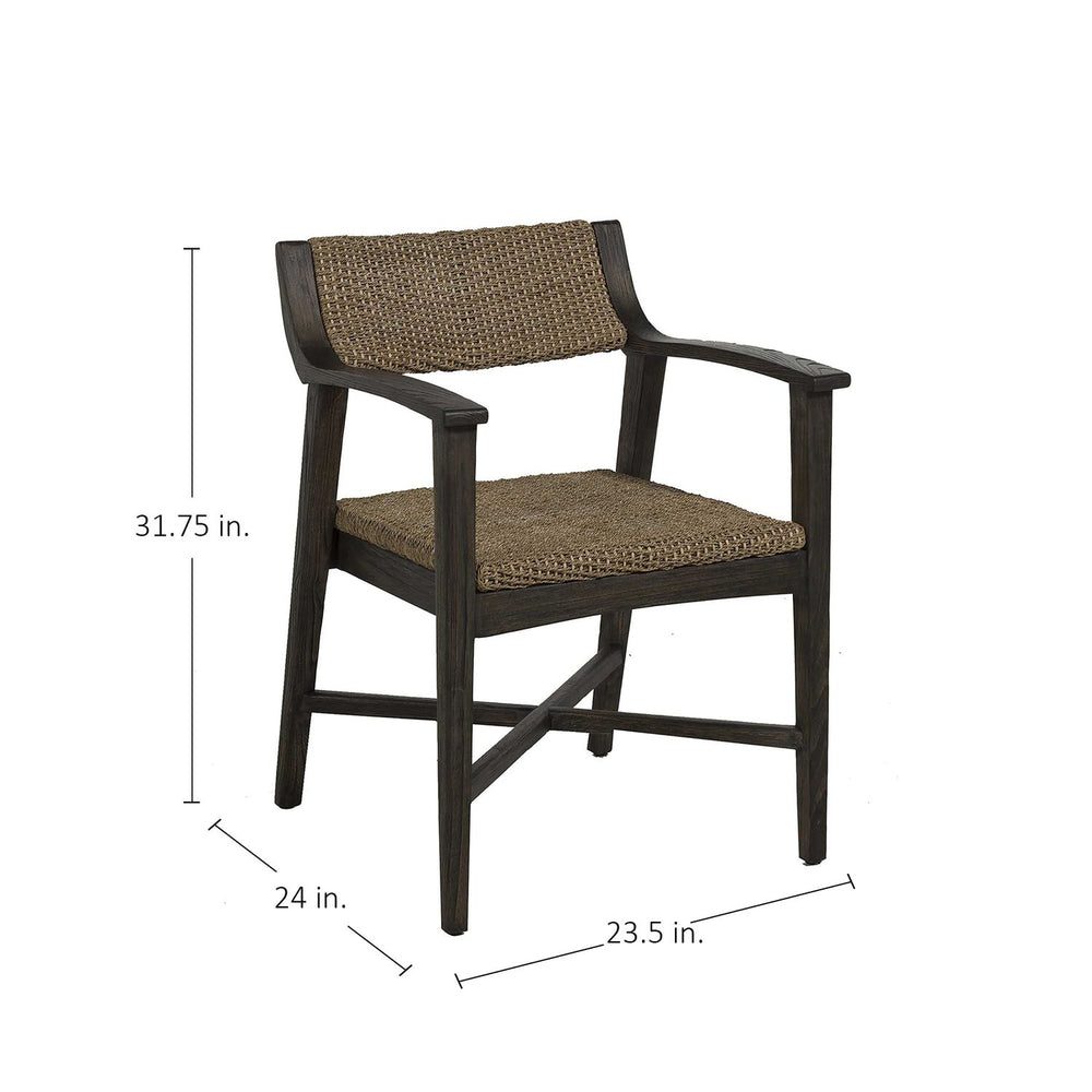 Richard Rubber Wood Seagrass Mod Curved Armchair - Dark Brown