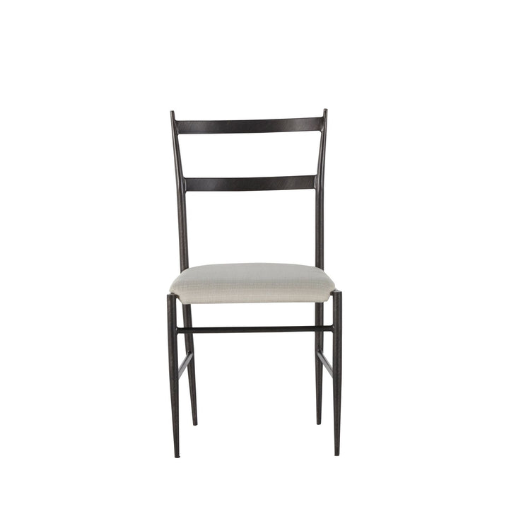 Ward Faux Leather Iron Tapered Legs Dining Chair - Brushed Black White