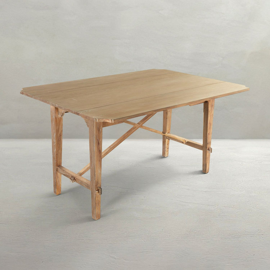 Faulner Elm Wood Unique Drop Leaf Table - 60 In. W X 31 In. H