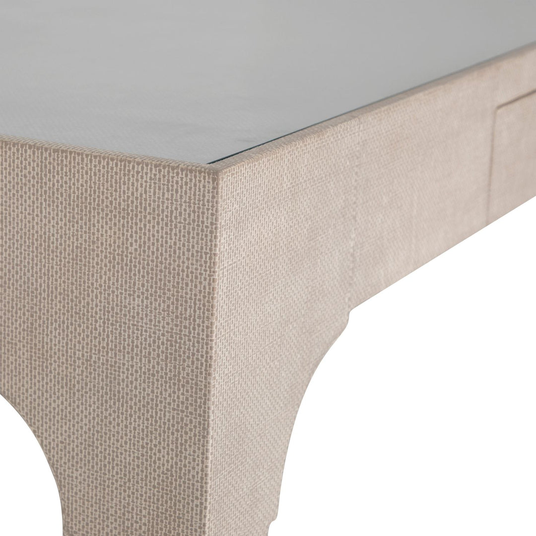Vesey Mahogany Wood Desk - 1 Drawers, Whitewashed Raffia