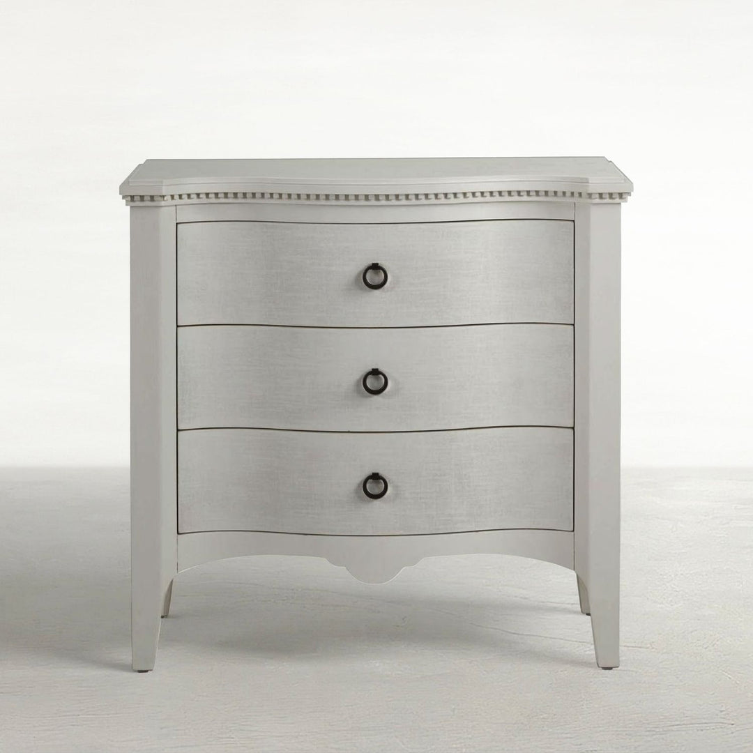 Sarah Mahogany Wood Serpentine Chest - 3 Drawers, Antique White