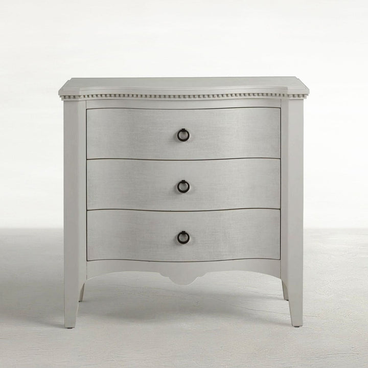 Sarah Mahogany Wood Serpentine Chest - 3 Drawers, Antique White