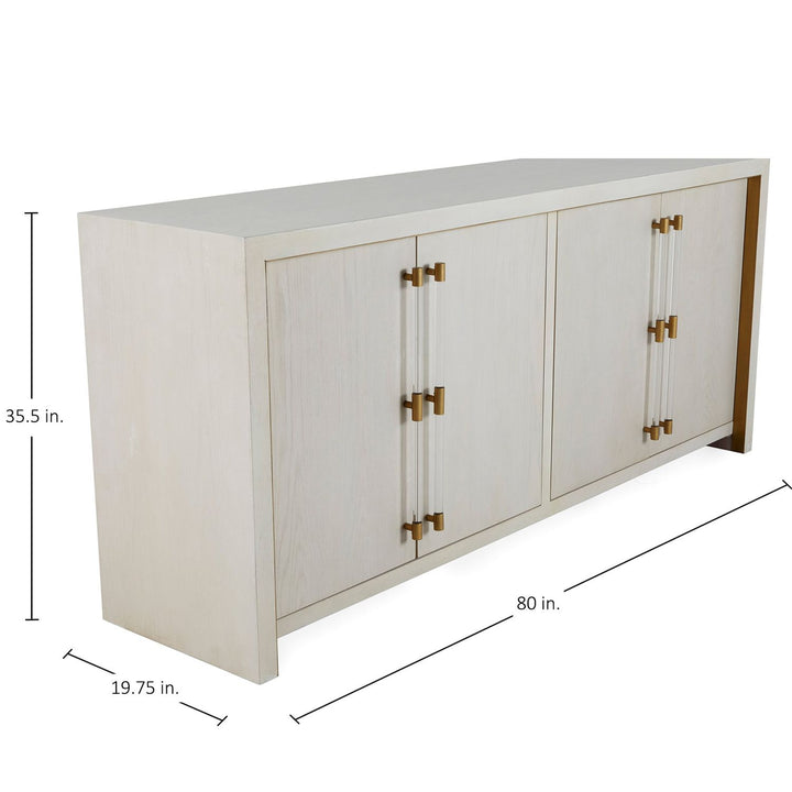 Winford Oak Waterfall Cabinet - 2 Shelves, Cerused White