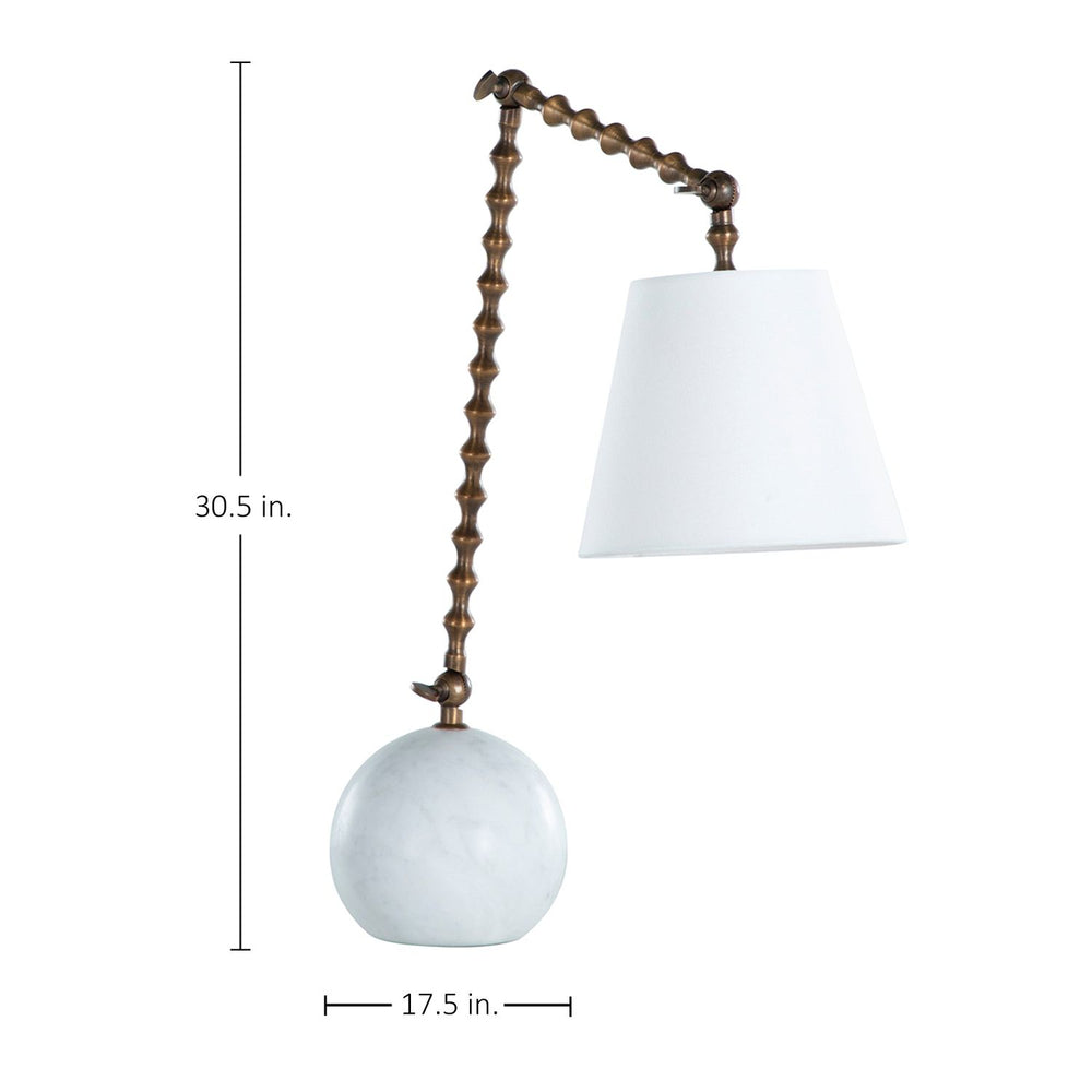 Nadine Alabaster Iron Antique Brass Task Lamp - 30.5 In. H