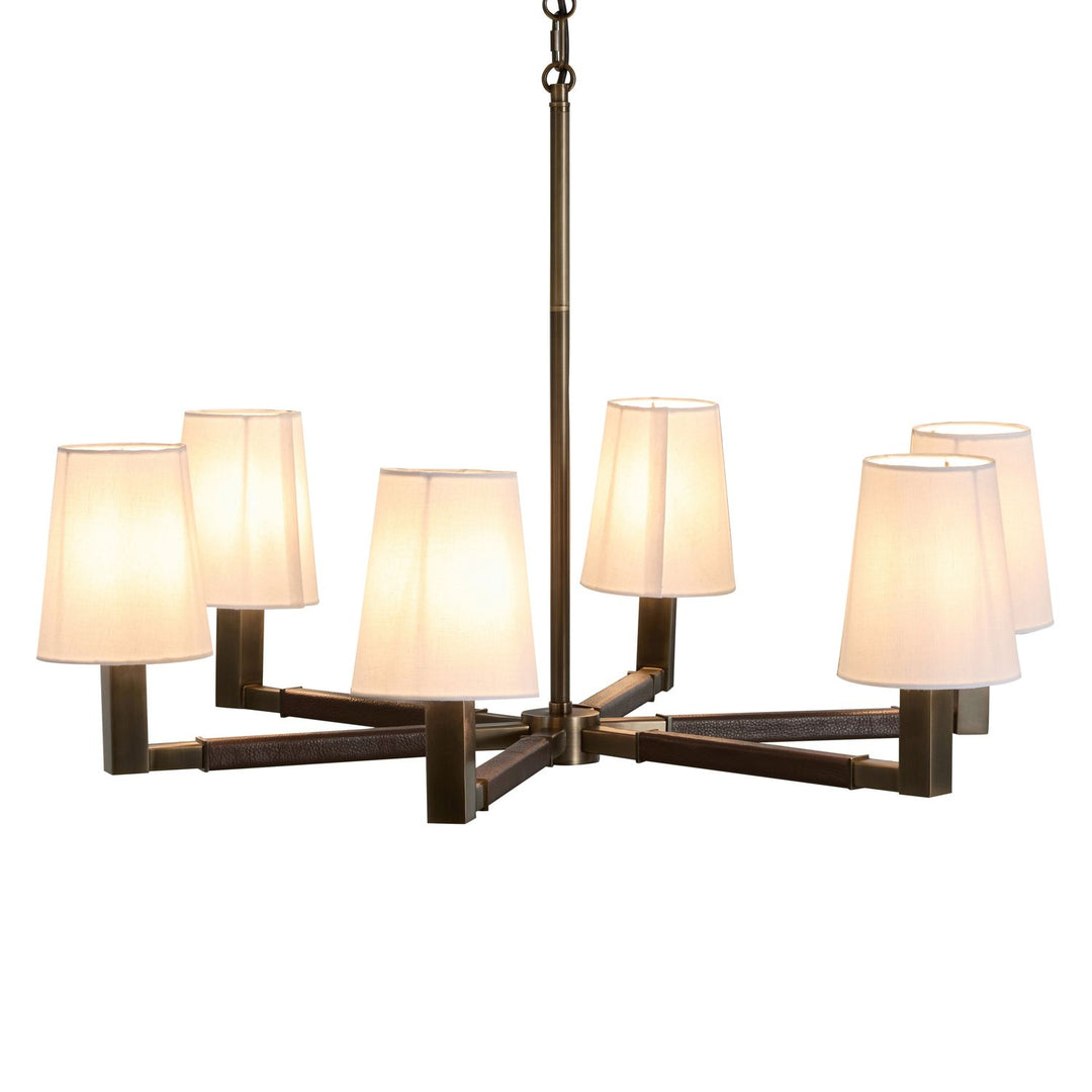 Glenbrook Mountain Bronze Leather Chandelier - 33.25 In. D X 41 In. H