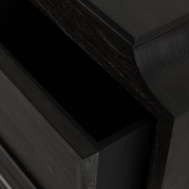 Alexandra Mindi Wood Storage Chest - 3 Drawers, Cerused Forest Black