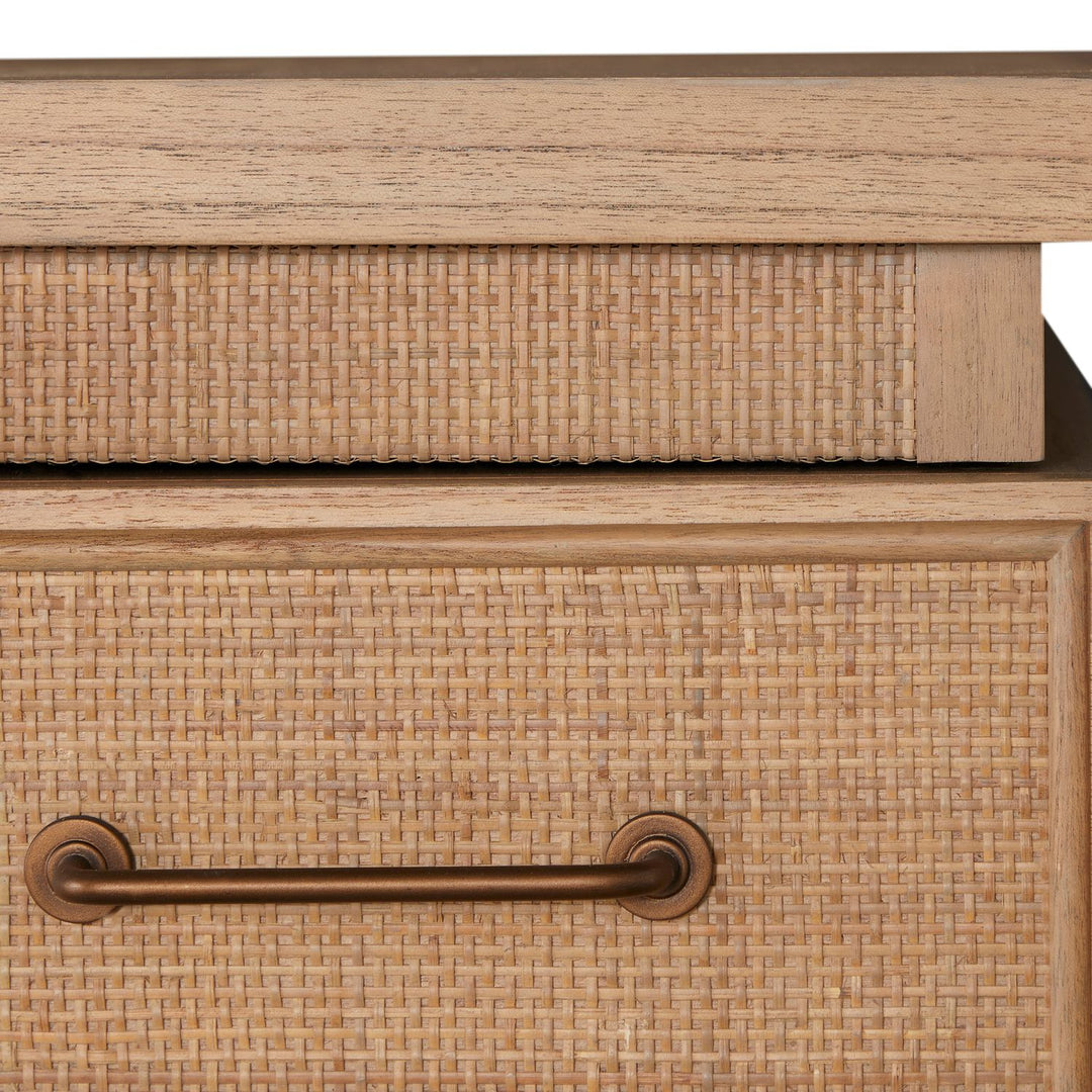 Elsa Mindi Wood Desk - 6 Soft-Close Drawers, Blonde Natural