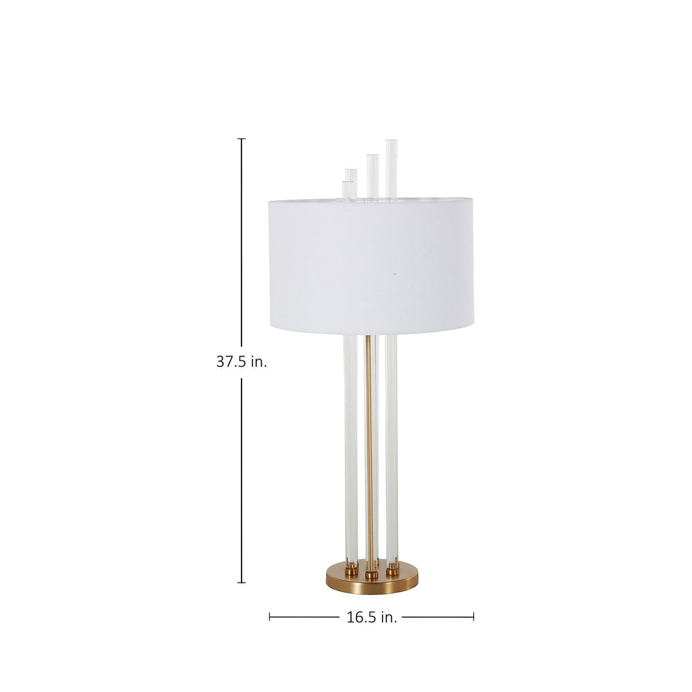 Merna Iron Antique Brass Drum Shade Table Lamp - 37.5 In. H