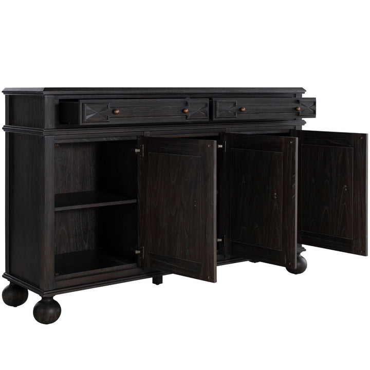 Ezekiel Mindi Wood Sideboard - 3 Shelves, Cerused Forest Black