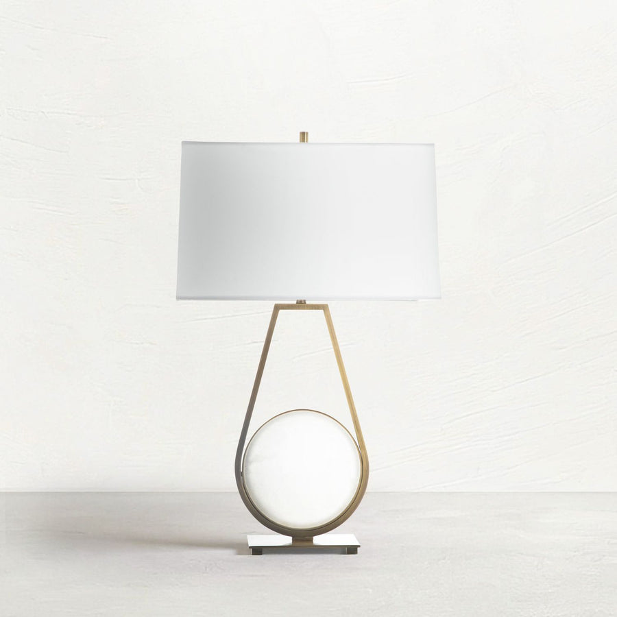 Emerald Ceramic Antique Brass Table Lamp - 30.5 In. H, White