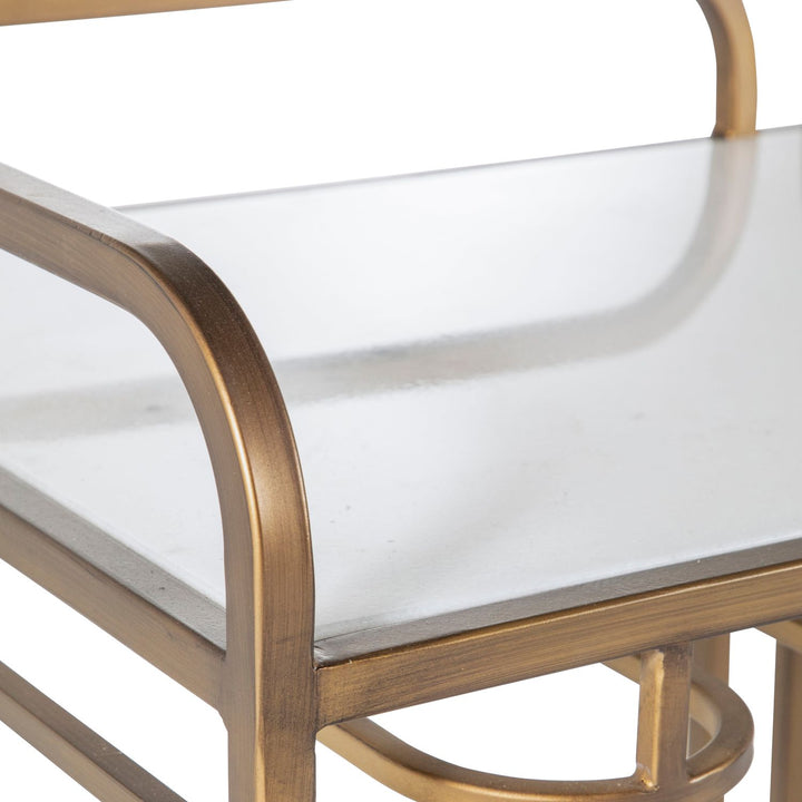 Thia Marble Bar Console Table - Fixed Shelf, Brushed Brass