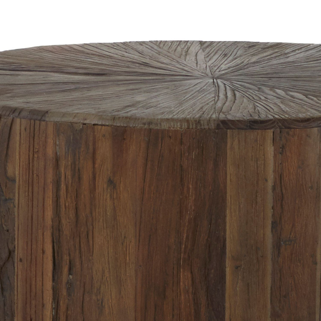 Cyrano Recycled Elm Round Pedestal Side Table - 20 In. W X 24 In. H