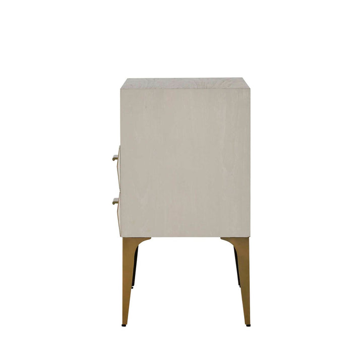 Whitley Mindi Wood Nightstand - 2 Drawers, Cerused White