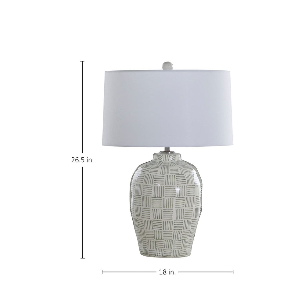 Liora Ceramic Brushed Nickel Table Lamp - 26.5 In. H, Green