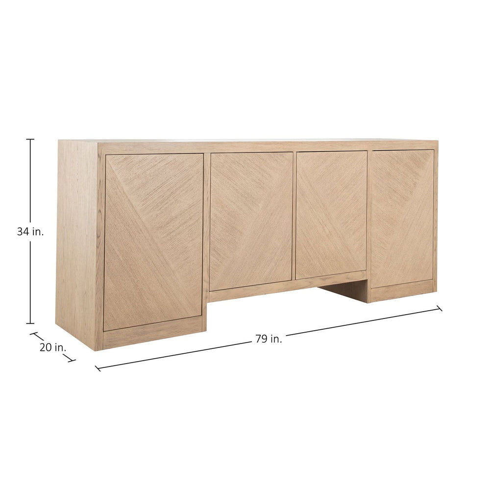 Eglinton Oak Wood Sideboard - 8 Shelves, Cerused Natural